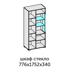 Аллегро-10 Шкаф 2дв. (со стеклом) (дуб крафт золотой-камень темный) в Губахе - gubaha.mebel24.online | фото 2