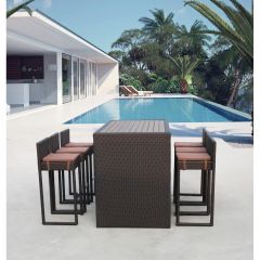 Барный комплект плетеной мебели T390AD/Y390A-W63_6Pcs Brown в Губахе - gubaha.mebel24.online | фото