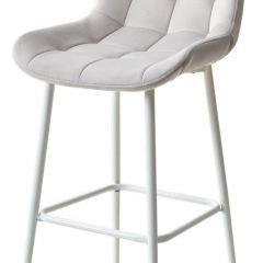 Барный стул ХОФМАН, цвет H-09 Светло-серый, велюр / белый каркас М-City в Губахе - gubaha.mebel24.online | фото
