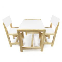 Детский растущий комплект стол и два стула  Я САМ "Лофт" (Белый, Сосна) в Губахе - gubaha.mebel24.online | фото