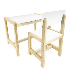 Детский растущий комплект стол и стул  Я САМ "Лофт" (Белый, Сосна) в Губахе - gubaha.mebel24.online | фото