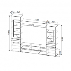 Гостиная МГС 6 Исполнение 1 (Венге/Белый глянец) в Губахе - gubaha.mebel24.online | фото 3