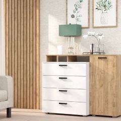Комод №8 (Дуб Крафт Золотой/Белый) в Губахе - gubaha.mebel24.online | фото