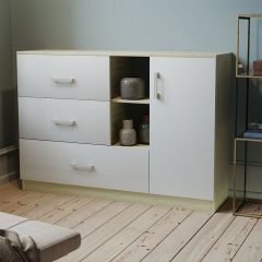 Комод К-3.1 (Дуб сонома/Белый жемчуг) в Губахе - gubaha.mebel24.online | фото 2