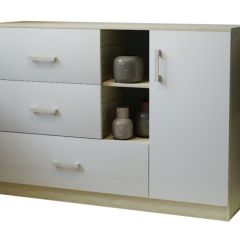 Комод К-3.1 (Дуб сонома/Белый жемчуг) в Губахе - gubaha.mebel24.online | фото