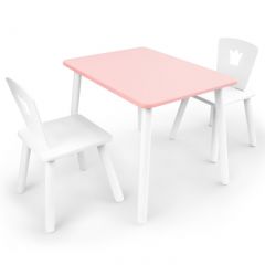 Комплект детской мебели стол и два стула Корона  (Розовый/Белый/Белый) в Губахе - gubaha.mebel24.online | фото