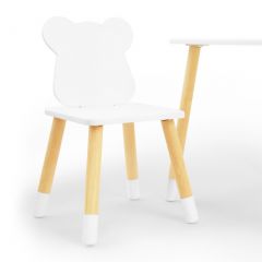 Комплект детской мебели стол и два стула Мишутка (Белый/Белый/Береза) в Губахе - gubaha.mebel24.online | фото