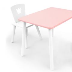 Комплект детской мебели стол и стул Корона (Розовый/Белый/Белый) в Губахе - gubaha.mebel24.online | фото