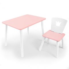 Комплект детской мебели стол и стул Корона (Розовый/Розовый/Белый) в Губахе - gubaha.mebel24.online | фото