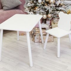 Комплект детской мебели стол и стул Мишутка (Белый/Белый/Белый) в Губахе - gubaha.mebel24.online | фото