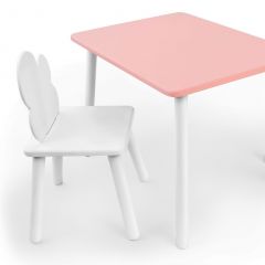 Комплект детской мебели стол и стул Облачко (Розывый/Белый/Белый) в Губахе - gubaha.mebel24.online | фото