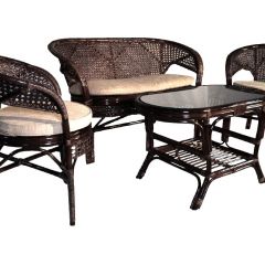 Комплект Пеланги 02/15 с 2-х местным диваном и овальным столом (Темно-коричневый) в Губахе - gubaha.mebel24.online | фото 1
