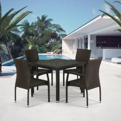 Комплект плетеной мебели T257A/YC379A-W53 Brown (4+1) + подушки на стульях в Губахе - gubaha.mebel24.online | фото