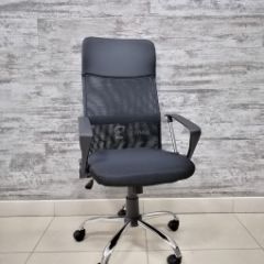 Кресло Barneo K-134H для персонала (черная ткань черная сетка) в Губахе - gubaha.mebel24.online | фото