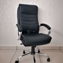 Кресло Barneo K-58 для руководителя (черная экокожа) в Губахе - gubaha.mebel24.online | фото 1