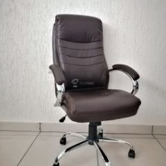Кресло Barneo K-58 для руководителя (коричневая экокожа) в Губахе - gubaha.mebel24.online | фото