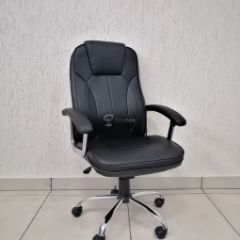 Кресло Barneo K-8 для руководителя (черная экокожа) в Губахе - gubaha.mebel24.online | фото