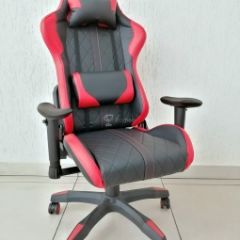 Кресло геймерское Barneo K-52 (черная экокожа красные вставки) в Губахе - gubaha.mebel24.online | фото