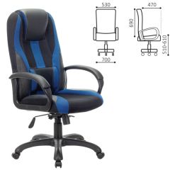 Кресло компьютерное BRABIX PREMIUM "Rapid GM-102" (экокожа/ткань, черное/синее) 532106 в Губахе - gubaha.mebel24.online | фото 2