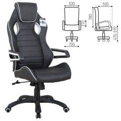 Кресло компьютерное BRABIX Techno Pro GM-003 (экокожа черное/серое, вставки серые) 531814 в Губахе - gubaha.mebel24.online | фото