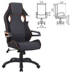 Кресло компьютерное BRABIX Techno Pro GM-003 (ткань черное/серое, вставки оранжевые) 531813 в Губахе - gubaha.mebel24.online | фото 2