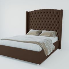 Кровать Берлин ЛЮКС с ПМ 1200 (экокожа коричневая) в Губахе - gubaha.mebel24.online | фото 2