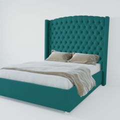 Кровать Берлин ЛЮКС с ПМ 1200 (велюр бирюзовый) в Губахе - gubaha.mebel24.online | фото 3