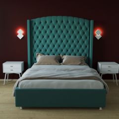 Кровать Берлин ЛЮКС с ПМ 1200 (велюр бирюзовый) в Губахе - gubaha.mebel24.online | фото 2