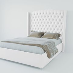 Кровать Берлин ЛЮКС с ПМ 800 (экокожа белая) в Губахе - gubaha.mebel24.online | фото