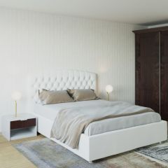 Кровать Берлин с ПМ 1200 (экокожа белая) в Губахе - gubaha.mebel24.online | фото 2
