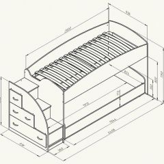 Кровать-чердак "Дюймовочка-4.2"  Дуб молочный/Оранжевый в Губахе - gubaha.mebel24.online | фото 3