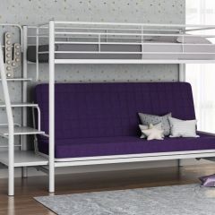 Кровать двухъярусная с диваном "Мадлен-3" (Белый/Фиолетовы) в Губахе - gubaha.mebel24.online | фото