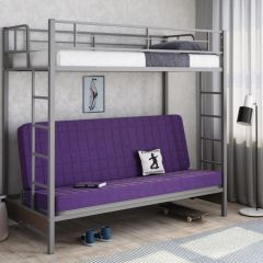 Кровать двухъярусная с диваном "Мадлен" (Серый/Фиолетовый) в Губахе - gubaha.mebel24.online | фото 1