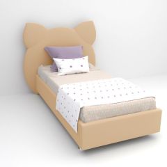 Кровать Котя с ортопедическим основанием 800 (экокожа бежевый) в Губахе - gubaha.mebel24.online | фото