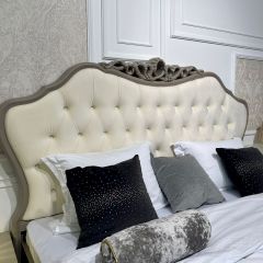 Кровать Мокко 1600 с мягким изголовьем + основание (серый камень) в Губахе - gubaha.mebel24.online | фото 2