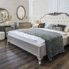 Кровать Мокко 1600 с мягким изголовьем + основание (серый камень) в Губахе - gubaha.mebel24.online | фото 1