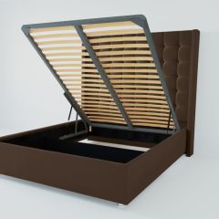 Кровать Венеция ЛЮКС с ПМ 1200 (экокожа коричневая) в Губахе - gubaha.mebel24.online | фото