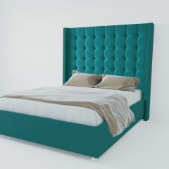 Кровать Венеция ЛЮКС с ПМ 1200 (велюр бирюзовый) в Губахе - gubaha.mebel24.online | фото 2