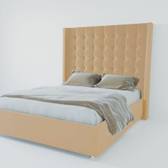 Кровать Венеция ЛЮКС с ПМ 1600 (экокожа бежевая) в Губахе - gubaha.mebel24.online | фото 2