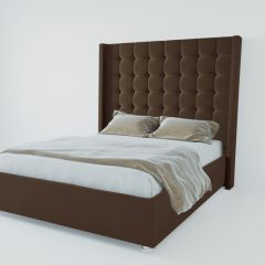 Кровать Венеция ЛЮКС с ПМ 800 (экокожа коричневая) в Губахе - gubaha.mebel24.online | фото