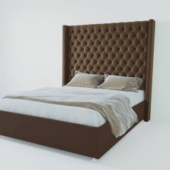 Кровать Версаль ЛЮКС с ПМ 1400 (экокожа коричневая) в Губахе - gubaha.mebel24.online | фото