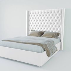 Кровать Версаль ЛЮКС с ПМ 2000 (экокожа белая) в Губахе - gubaha.mebel24.online | фото