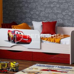 Кровать Юниор-12 с фотопеч. "Тачки" в Губахе - gubaha.mebel24.online | фото
