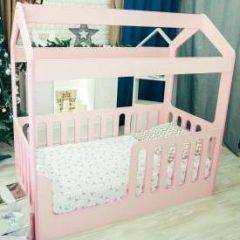 Кровать-домик без ящика 800*1600 (Розовый) в Губахе - gubaha.mebel24.online | фото 2