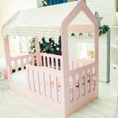 Кровать-домик без ящика 800*1600 (Розовый) в Губахе - gubaha.mebel24.online | фото