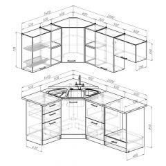 Кухонный гарнитур Лариса оптима 4 1400х2000 мм в Губахе - gubaha.mebel24.online | фото 2