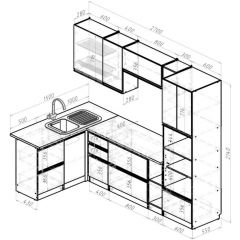 Кухонный гарнитур Ноктюрн мега прайм 1500х2700 мм в Губахе - gubaha.mebel24.online | фото 2