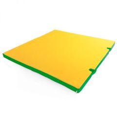 Мат гимнастический 1х1х0,05м с вырезом под стойки цв. зеленый-желтый в Губахе - gubaha.mebel24.online | фото 1