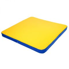 Мат гимнастический 1,36х1,36х0,08м складной закругленные углы цв. синий-желтый (для ДСК Игрунок) в Губахе - gubaha.mebel24.online | фото