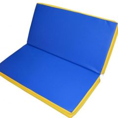 Мат гимнастический 1х1х0,08м складной цв. синий-желтый в Губахе - gubaha.mebel24.online | фото